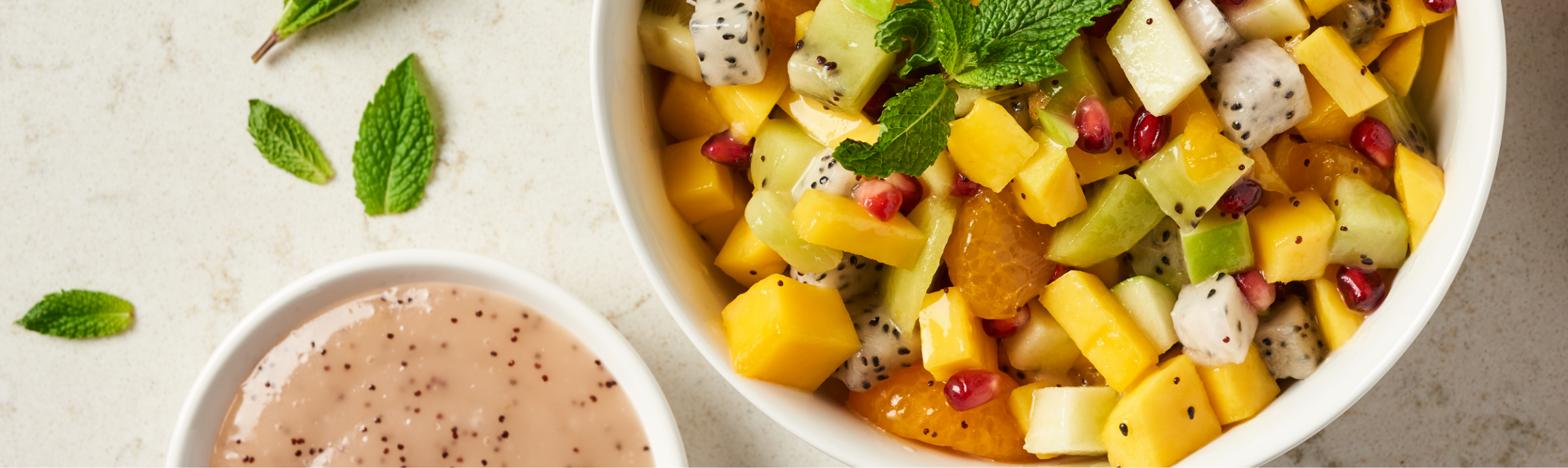 Acidic: Tropical Fruit Salad with Lemon Honey Poppy Seed Dressing